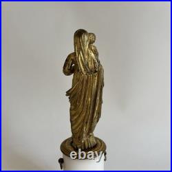 Madone Époque Empire Statuette Bronze Doré Marbre Fin xVIIIe Début XIXe Siecle