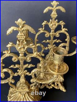 Magnifique Et Rare Paire De Chandeliers En Bronze Doré XIX Siècle Magnifique Et Rare Paire De Chandeliers En Bronze Doré XIX Siècle