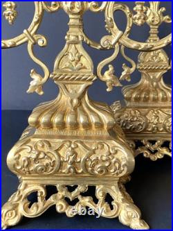 Magnifique Et Rare Paire De Chandeliers En Bronze Doré XIX Siècle Magnifique Et Rare Paire De Chandeliers En Bronze Doré XIX Siècle