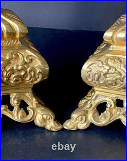 Magnifique Et Rare Paire De Chandeliers En Bronze Doré XIX Siècle Magnifique Et Rare Paire De Chandeliers En Bronze Doré XIX Siècle