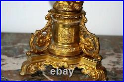 Magnifique candélabre d'église autel décor Ange bronze doré a l'or XIXe Siècle