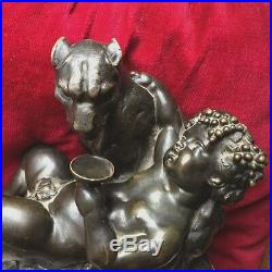 Mathurin Moreau- Rare Bronze XIX Siècle Bacchus Et La Lionne