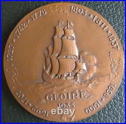 Médaille Croiseur léger La GLOIRE 1935, Gravée par G. Guiraud. Navire, bateau