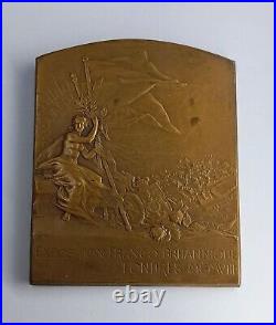 Médaille Exposition Franco-Britannique Londres 1908 Plaque Bronze Art Nouveau