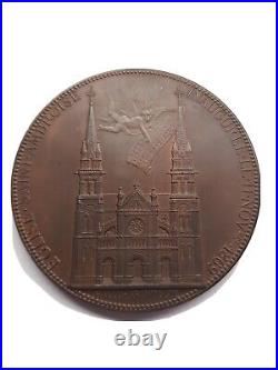 Medaille Inauguration De L'eglise Saint Ambroise 1869 Bronze