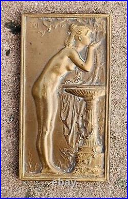 Medaille Plaque Daniel Dupuis La Source En Bronze Art Nouveau