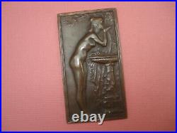 Médaille Plaque Signée D. DUPUIS LA SOURCE en Bronze Art Nouveau