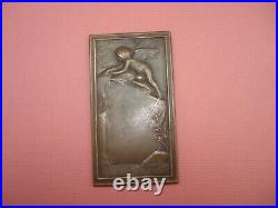 Médaille Plaque Signée D. DUPUIS LA SOURCE en Bronze Art Nouveau