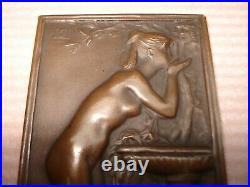 Médaille Plaque Signée Daniel DUPUIS LA SOURCE en Bronze Art Nouveau