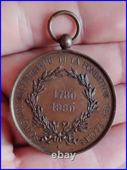 Médaille Souvenir Centenaire Fondation des Écoles 1780 1880 Arts et Metiers Rare