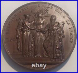 Médaille XIXe Charles X La Religion unit le Roi à la France signée Brun 1825
