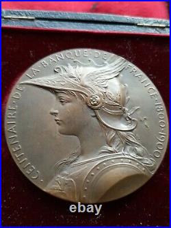 Médaille bronze O. Roty CENTENAIRE DE LA BANQUE DE FRANCE 1900 / 139Gr