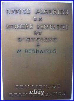 Médaille coloniale en Bronze Office Algérien de médecine, PASTEUR