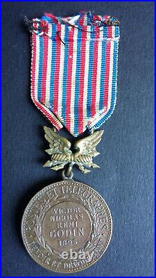 Médaille d'Honneur des PTT, du premier modèle. Classe bronze, attribuée (1895)