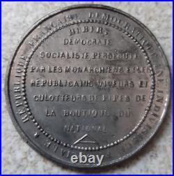 Médaille de la 2° république REVOLUTION 1848 Citoyen Huber