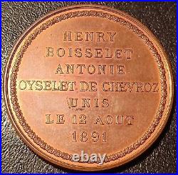 Médaille de mariage Henry Boisselet & Antonie Oyselet de Chevroz 1891 SUP +