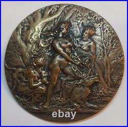 Medaille fonte bronze Lancelot-Croce Diane chasseresse 1900 Paris medal
