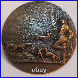 Medaille fonte bronze Lancelot-Croce Diane chasseresse 1900 Paris medal
