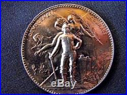 Médaille par Dubois bronze Dévouement courage concours incendie 1890 Nemours
