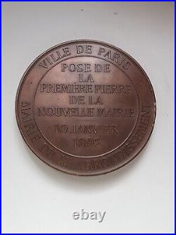 Médaille pose de la 1ere Pierre Mairie de PARIS 1892