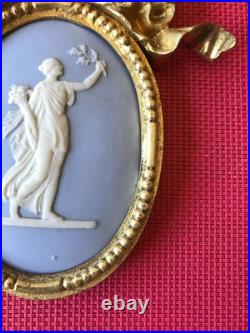 Medaillon Bronze Doré Plaque Porcelaine Dlg Wegwood XIX Eme Siecle