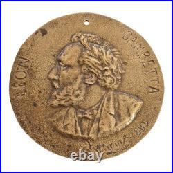 Médaillon ancien en bronze représentant Léon Gambetta, signé A. Gauvin 1883