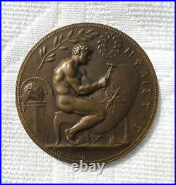 Medals Medaille Plaque Coupe Trophee Art Deco Sculpture Bronze Homme Nu Athlete