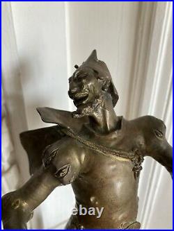 Mephistopheles Sculpture Bronze Ancienne Signee A. De Wever XIX Siecle