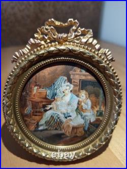 Miniature du XIXe siècle dans un cadre en bronze doré