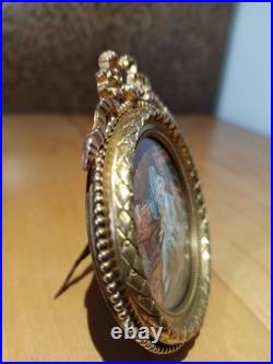 Miniature du XIXe siècle dans un cadre en bronze doré