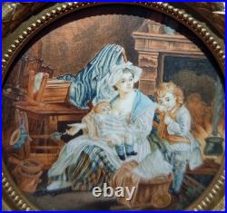 Miniature du XIXe siècle dans un cadre en bronze doré