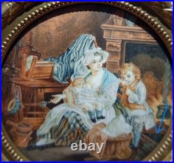 Miniature du XIXe siècle dans un cadre en bronze doré