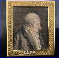 Miniature, portrait d'homme de profil, XIXe siècle