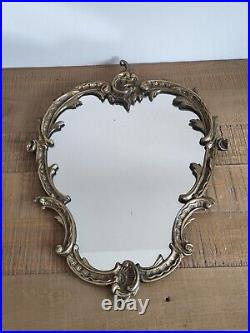 Miroir Doré Ovale en Bronze Napoleon III du XIX siecle Baroque Ancien