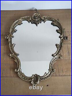 Miroir Doré Ovale en Bronze Napoleon III du XIX siecle Baroque Ancien