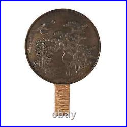 Miroir Meiji Ancien en Bronze Forme Ronde Japon XIXe Siècle