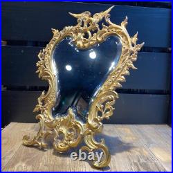 Miroir XIXe siècle en bronze doré, très bel état, à poser ou à accrocher