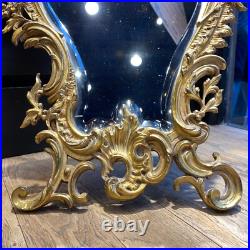 Miroir XIXe siècle en bronze doré, très bel état, à poser ou à accrocher