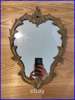 Miroir ancien mural en bronze massif style Rococo XIXe siècle 43 x 32 cm