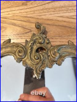 Miroir ancien mural en bronze massif style Rococo XIXe siècle 43 x 32 cm