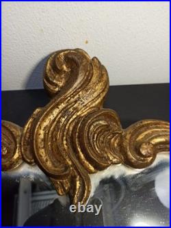 Miroir ancien mural en bronze massif style Rococo XIXe siècle 65cm x 39 cm