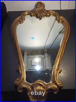 Miroir ancien mural en bronze massif style Rococo XIXe siècle 65cm x 39 cm