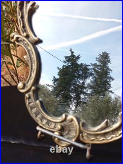 Miroir doré ovale en bronze napoleon III du XIX siecle