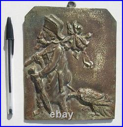 NAPOLEON III CONGE DEFINITIF vers 1870 PLAQUE SATIRIQUE EN BRONZE