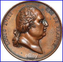 O5108 Rare Médaille Louis XVIII Louis XVIII récomp. Industrie 1823 Gayrard SUP