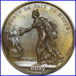 O5254 Rare Médaille Louis XVIII Exil Calais 1814 Andrieu Baron Desnoyers SPL