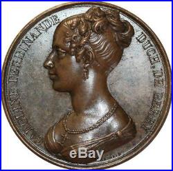 O5257 Rare Médaille Caroline Mariage Duc Duchesse Barre Berry Desnoyers SPL