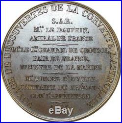 O5454 Rare Médaille Charles X voyage corvette Astrolabe 1826 Baron Desnoyers SPL