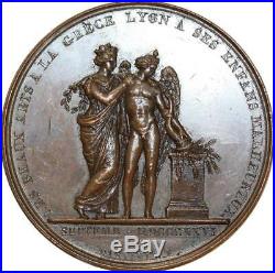 O5535 Rare Médaille Exposition charité Beaux-Arts Grec Lyon 1826 Desnoyers SPL