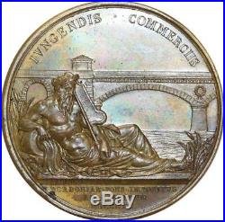 O5536 Rare Médaille Louis XVIII Pont Dordogne Andrieu 1820 Desnoyers SPL